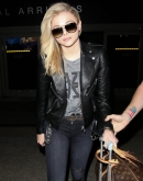 Biker Chic Chloe Grace Moretz Arrives at LAX Airport  March 12