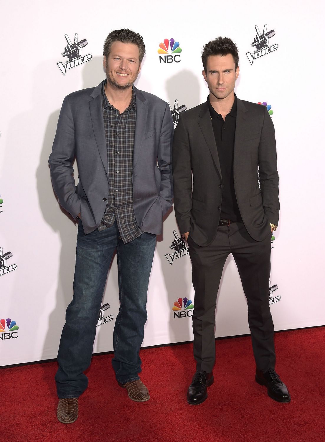Buddies Blake Shelton and Adam Levine Arrive at NBC's 'The Voice' Season 7 Red Carpet Event - November 24