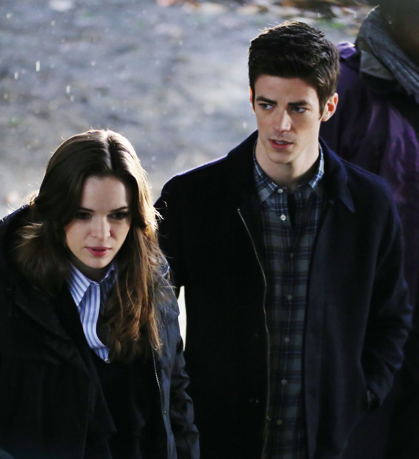 'Flash' Grant Gustin, Robbie Amell and Danielle Panabaker are seen on the set of 'The Flash' TV - November 25