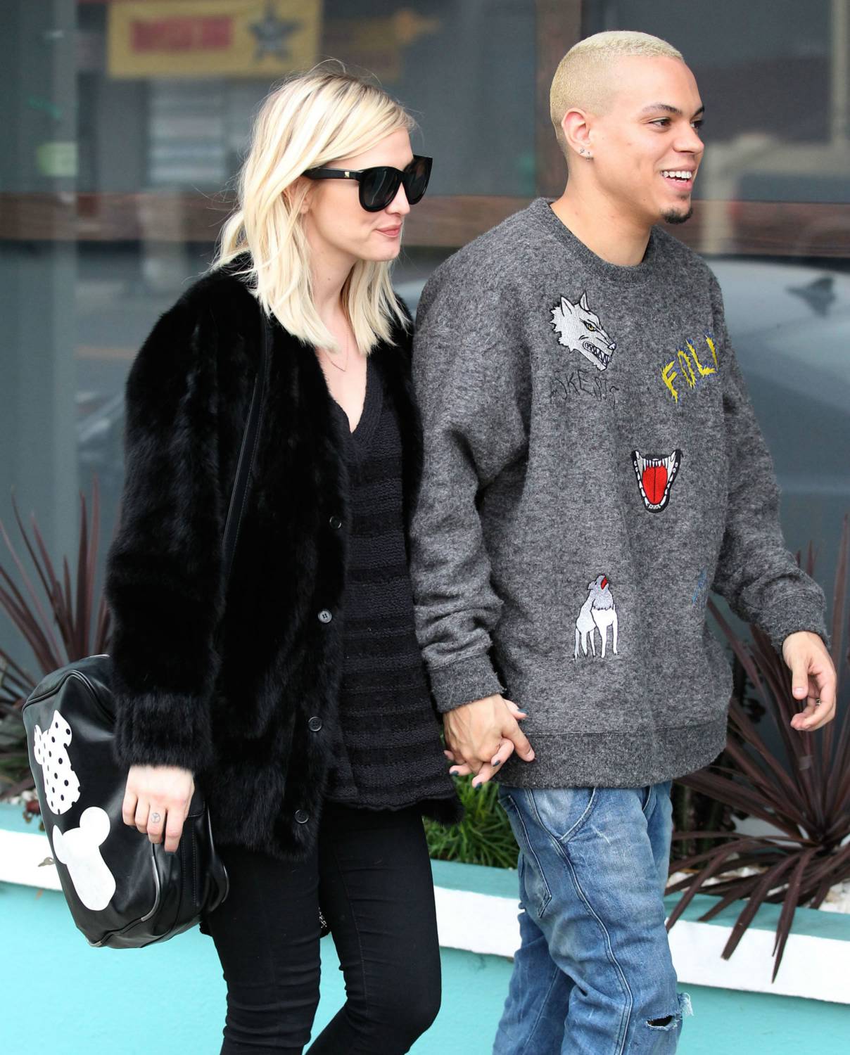 Couple Ashlee Simpson and Evan Ross doing some Christmas shopping in Beverly Hills, California on December 20, 2014.