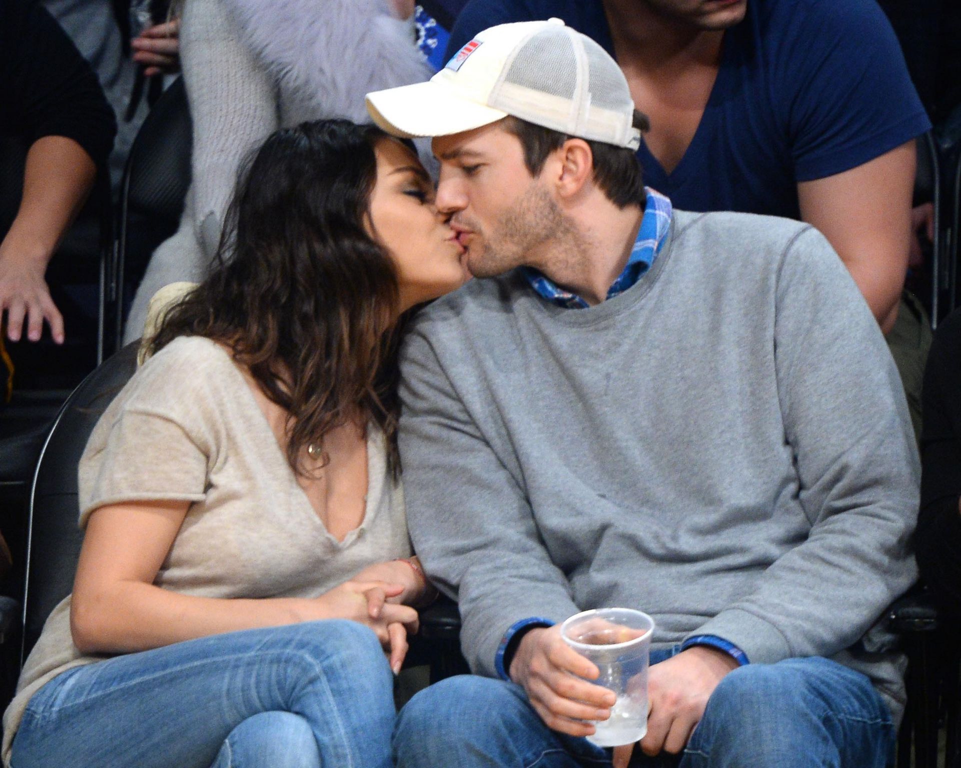 Mila Kunis and Ashton Kutcher At Oklahoma City Thunder and the Los Angeles Lakers Game - December 19