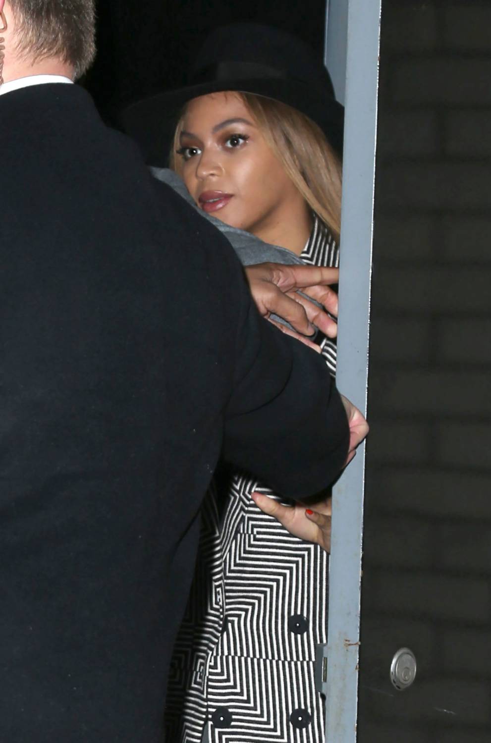 Couple Beyonce Knowles, Jay-Z and their daughter Blue Ivy Carter leaving the premiere of 'Annie' in New York City, New York on December 7, 2014.
