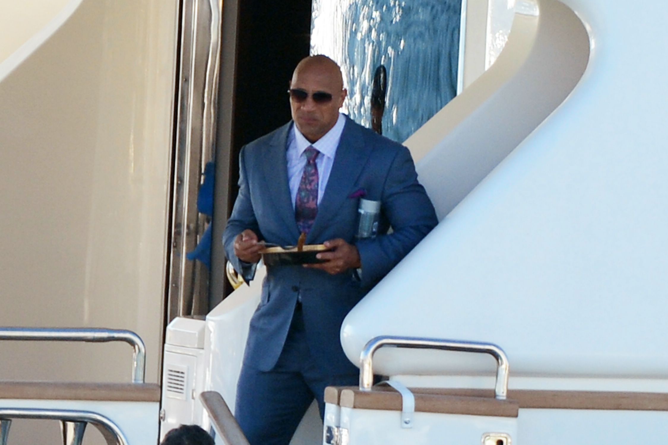 Dwayne Johnson Films Ballers in South Beach Marina - December 17