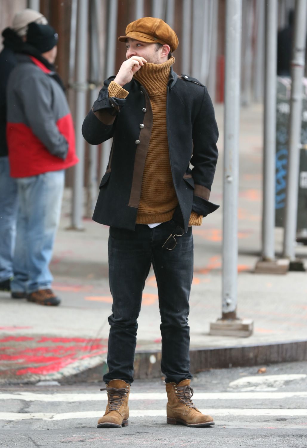 Actor Ed Westwick spotted out and about in New York City on December 11, 2014.