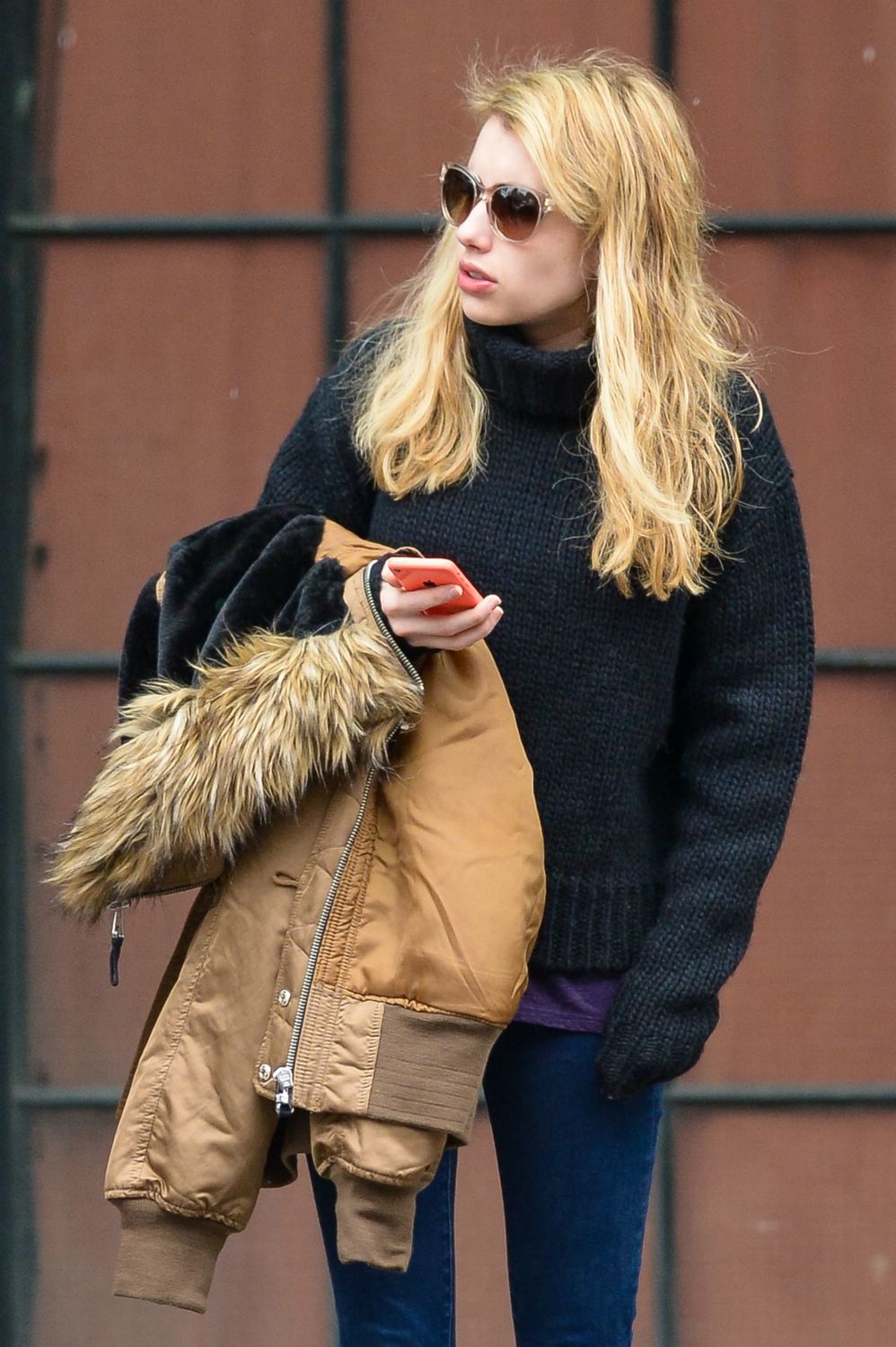 'American Horror Story' actress Emma Roberts is seen leaving her hotel in New York City, New York on December 10, 2014.
