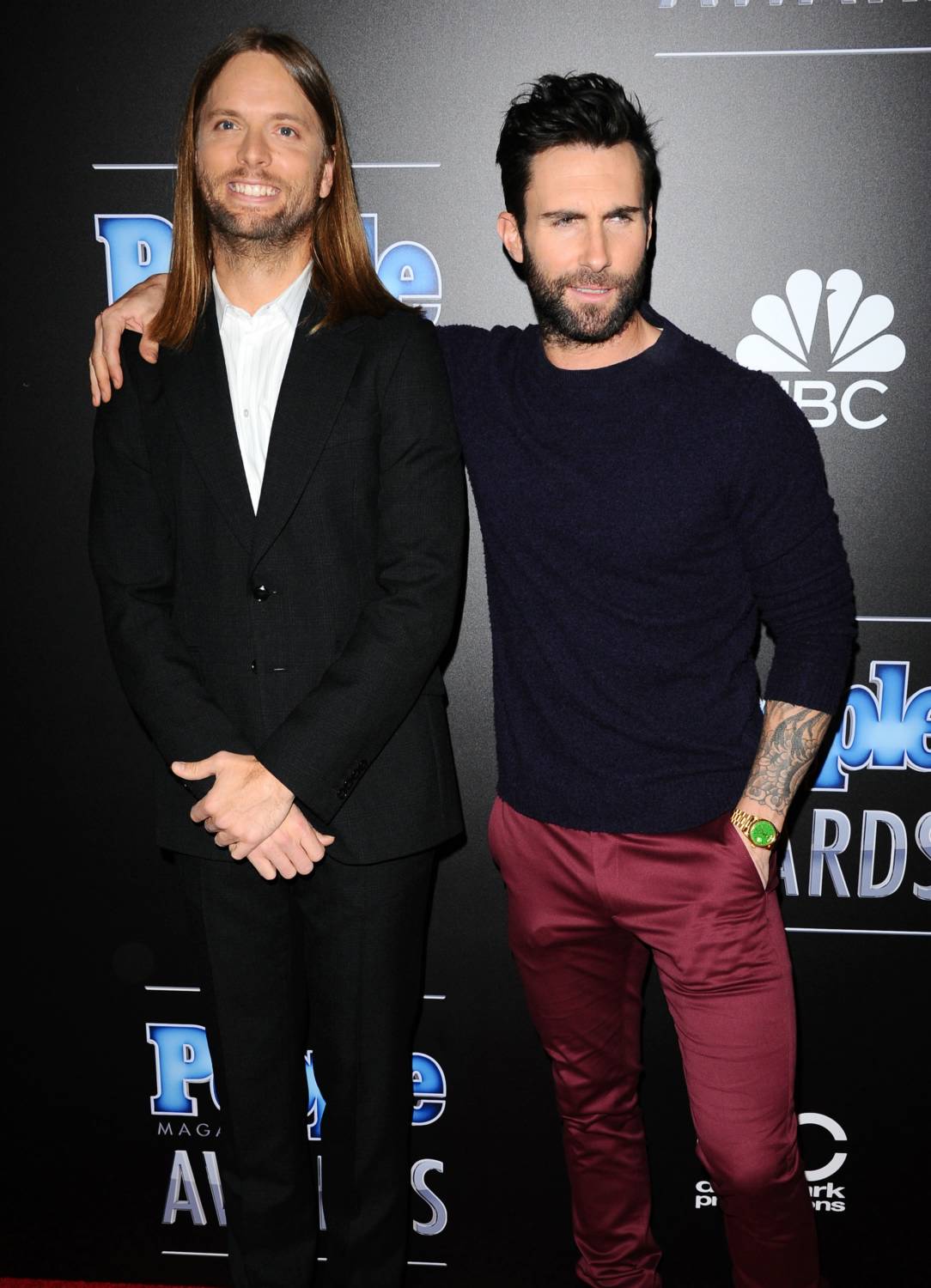 James Valentine and Adam Levine arrive at the The PEOPLE Magazine Awards at The Beverly Hilton Hotel on December 18, 2014 in Beverly Hills, California.
