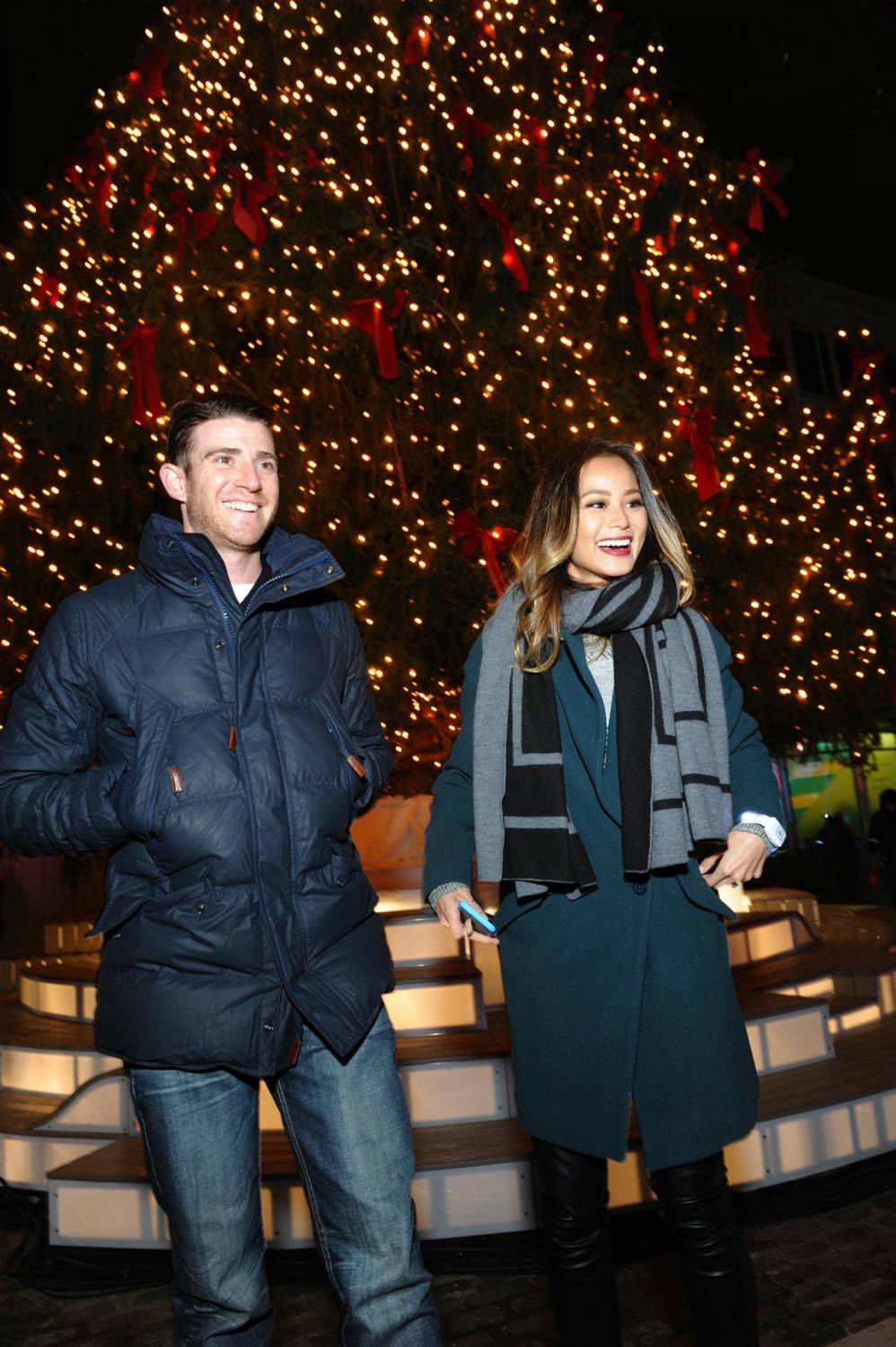 Jamie Chung and Bryan Greenberg attend the Annual Tree Lighting Spectacular at the Seaport District in NYC on December 2, 2014.