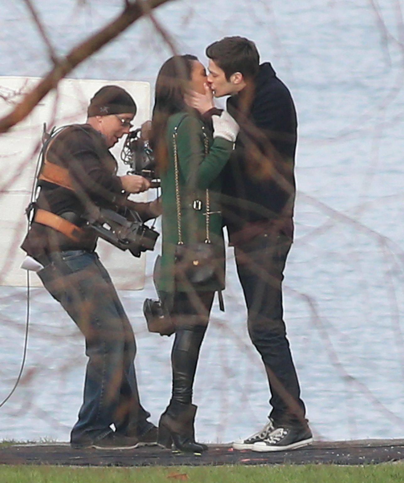 Grant Gustin and Candice Patton Share A Kiss While Filming "The Flash" - January 7