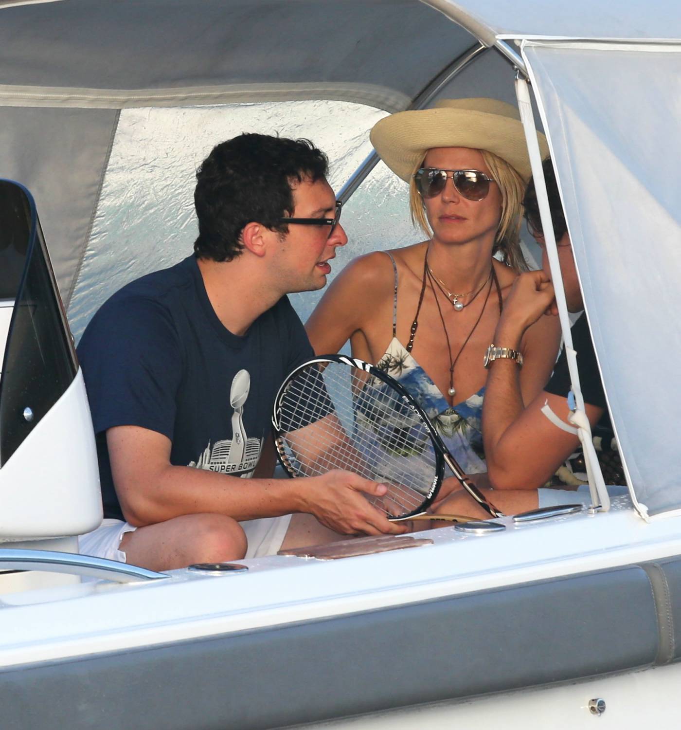 Heidi Klum and art dealer, Vito Schnabel, were spotted in a water taxi, enjoying a holiday vacation in St. Bart's, on Friday, January 2, 2015.