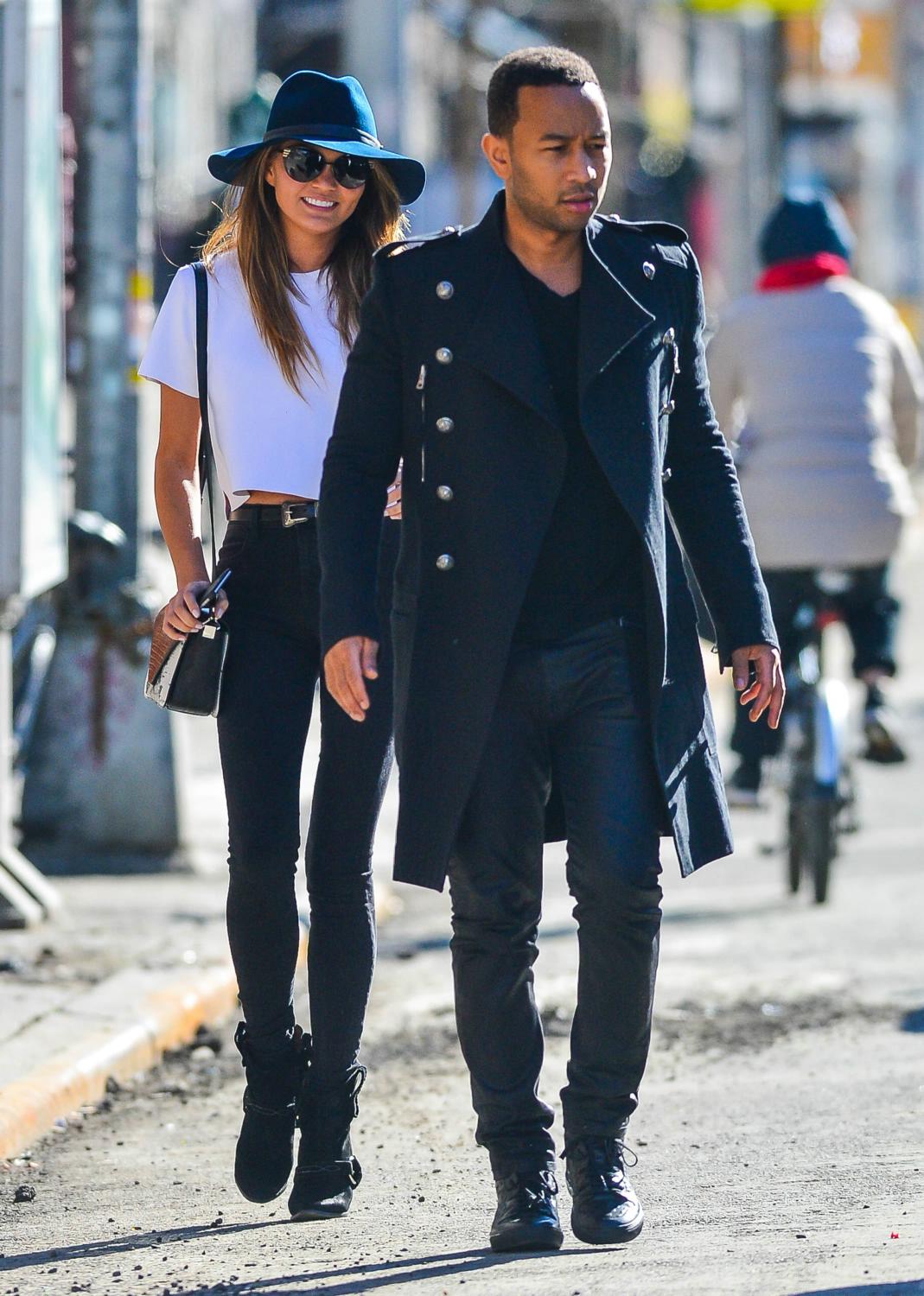 John Legend & Chrissy Teigen Get Kissy in NYC - March 12