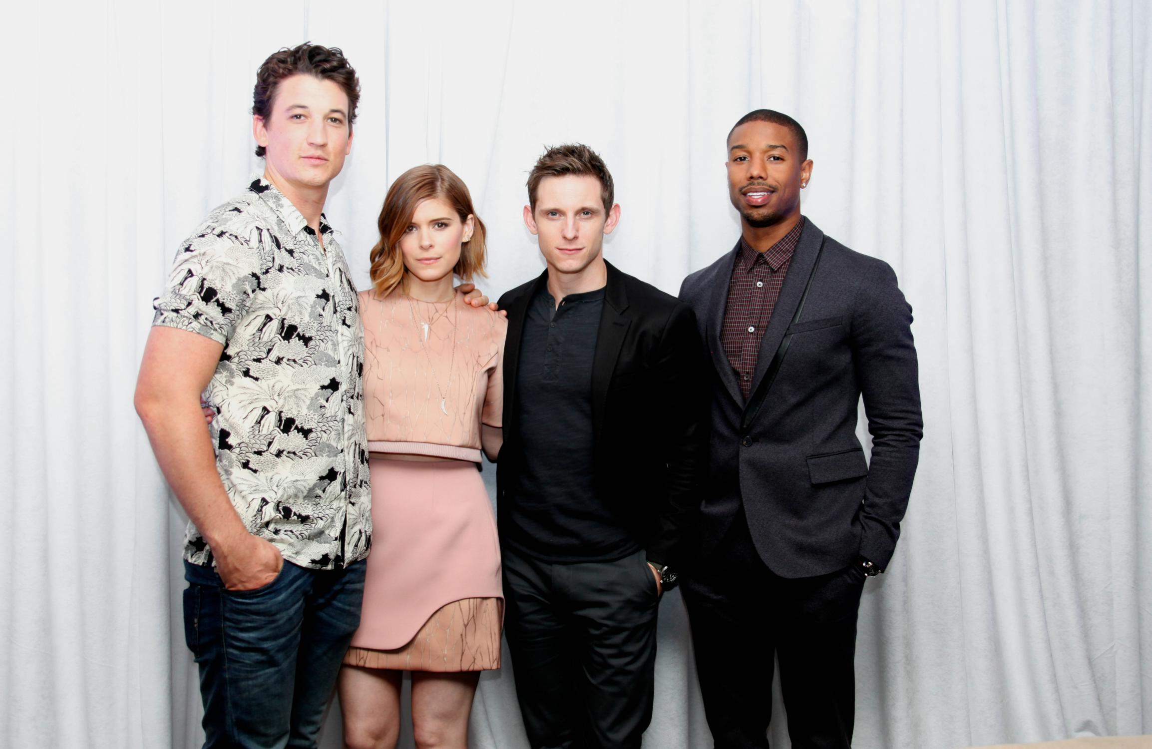 Miles Teller, Kate Mara, Jamie Bell, and Michael B. Jordan at 'Fantastic 4' Press Conference