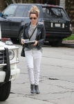 Ashley Tisdale was spotted in black leather while out getting some fruits and vegetables, in Beverly Hills.